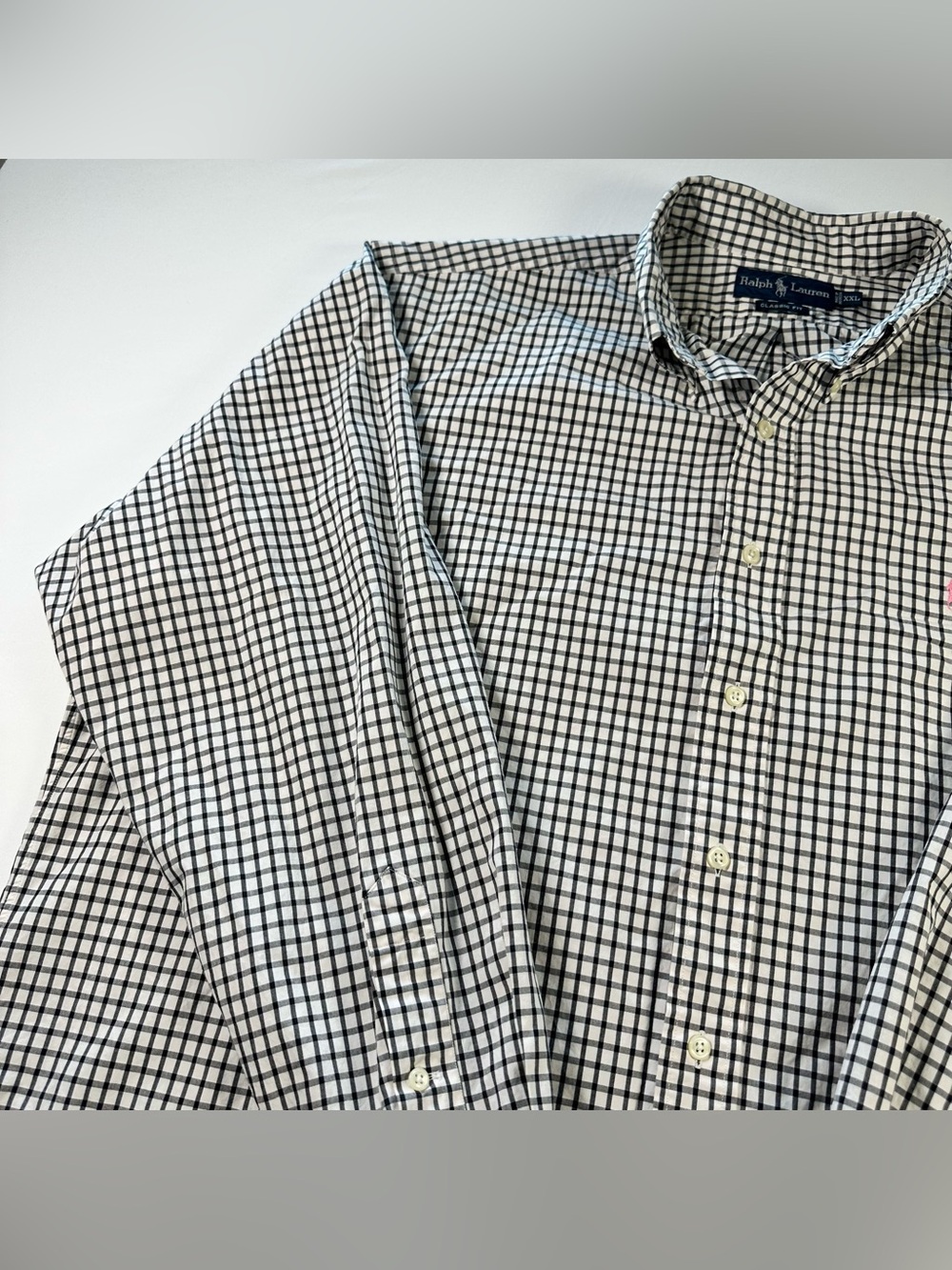 Ralph Lauren Classic Fit Shirt Mens XXL Black White Check Gingham Cotton - Picture 5 of 13